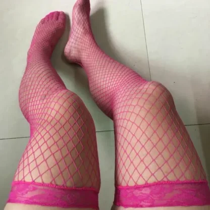 Lace Trim Fishnet Thigh High - Image 4