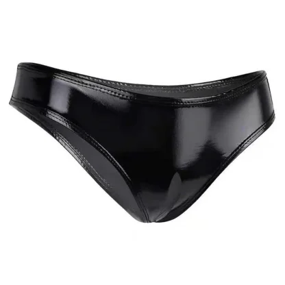 Shiny Open Crotch Black Panty - Image 2