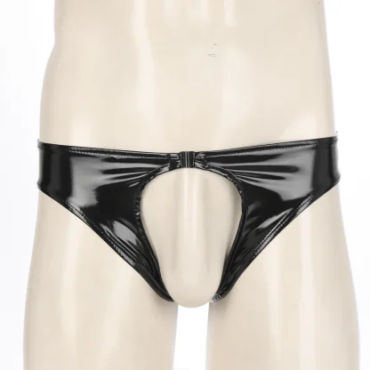 Faux Leather Crotchless Jockstrap - Image 2