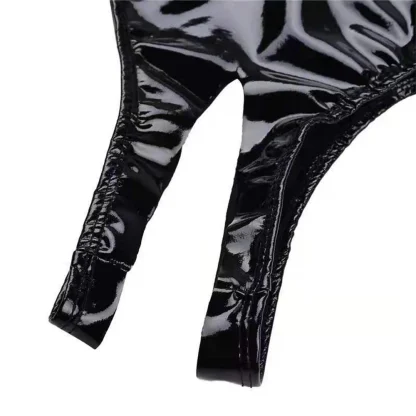 Shiny Open Crotch Black Panty - Image 3
