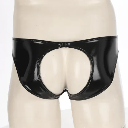 Faux Leather Crotchless Jockstrap - Image 3