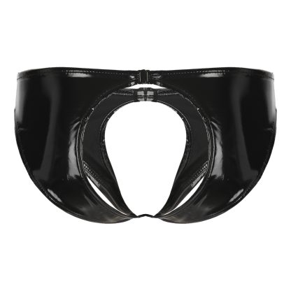 Faux Leather Crotchless Jockstrap - Image 4