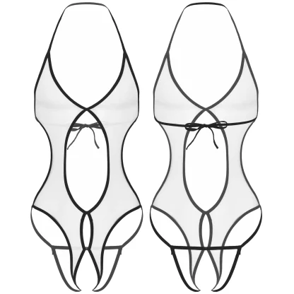 See-through Halter Crotchless Bodysuits
