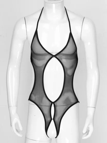 See-through Halter Crotchless Bodysuits - Image 2