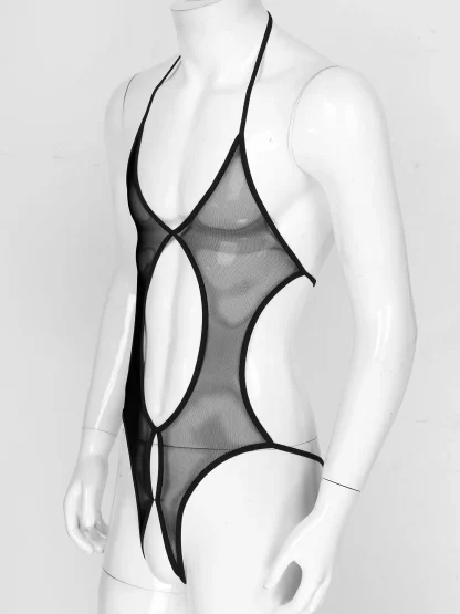 See-through Halter Crotchless Bodysuits - Image 3