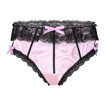 Lace Trim Bowknot Bikini Brief