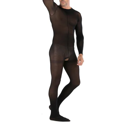 Elastic Mesh Open Crotch Bodystocking - Image 5