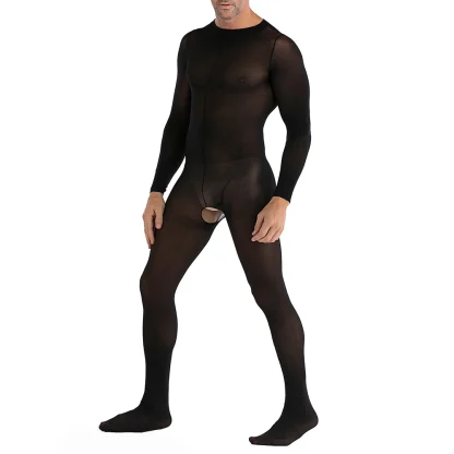 Elastic Mesh Open Crotch Bodystocking - Image 2