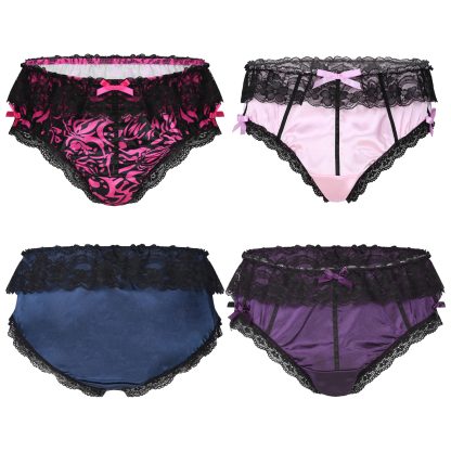 Lace Trim Bowknot Bikini Brief - Image 15