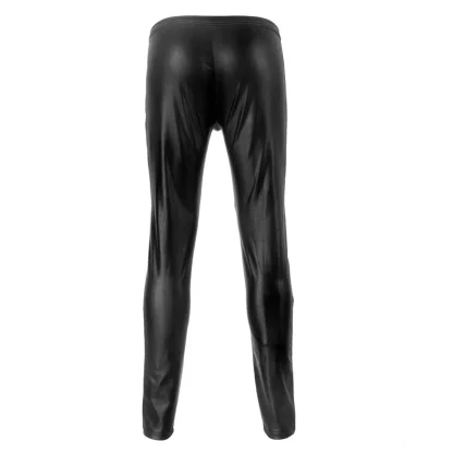 Black Slim Fit Faux Leather Pants - Image 6