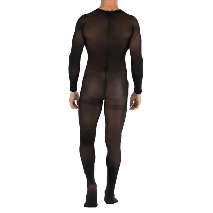 Elastic Mesh Open Crotch Bodystocking - Image 3
