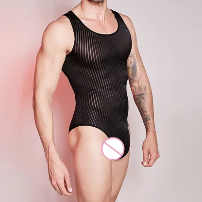 See-through Mesh Solid Bodysuits - Image 2