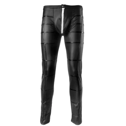 Black Slim Fit Faux Leather Pants - Image 4