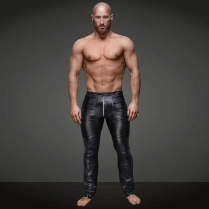 Black Slim Fit Faux Leather Pants - Image 2