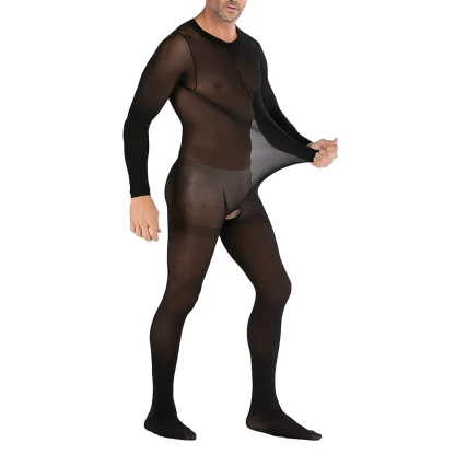Elastic Mesh Open Crotch Bodystocking