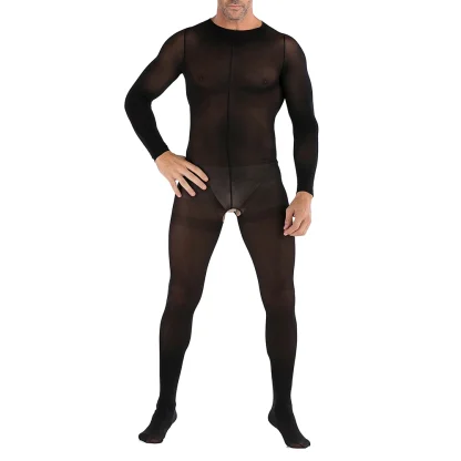 Elastic Mesh Open Crotch Bodystocking - Image 6