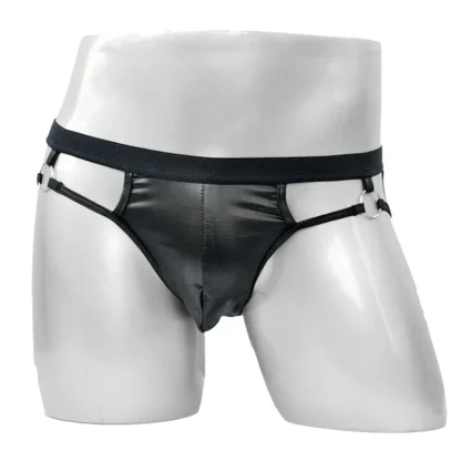 Faux Leather Cutout Jockstrap - Image 2
