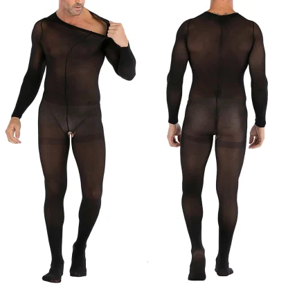 Elastic Mesh Open Crotch Bodystocking - Image 7