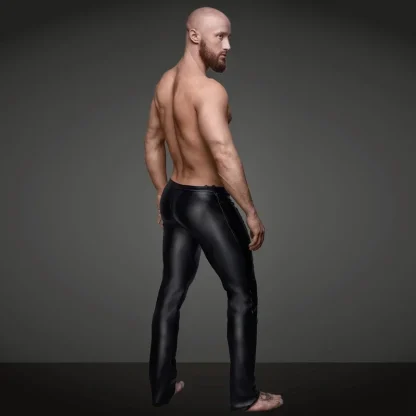 Black Slim Fit Faux Leather Pants - Image 3