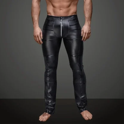 Black Slim Fit Faux Leather Pants
