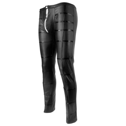 Black Slim Fit Faux Leather Pants - Image 5