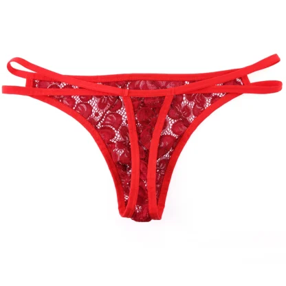Strappy See-through Lace Thong - Image 13