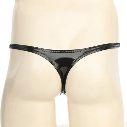 Sleek Black Shiny Crotchless Thong - Image 4
