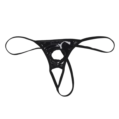 Shiny Black Crotchless G-string - Image 6
