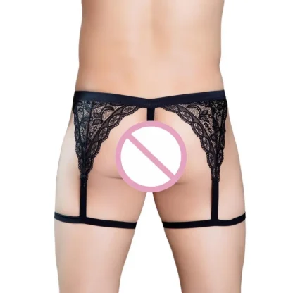 Sheer Lace Thigh Strap G-string - Image 5