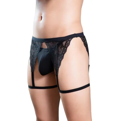 Sheer Lace Thigh Strap G-string - Image 8