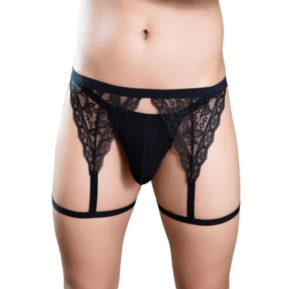 Sheer Lace Thigh Strap G-string - Image 7