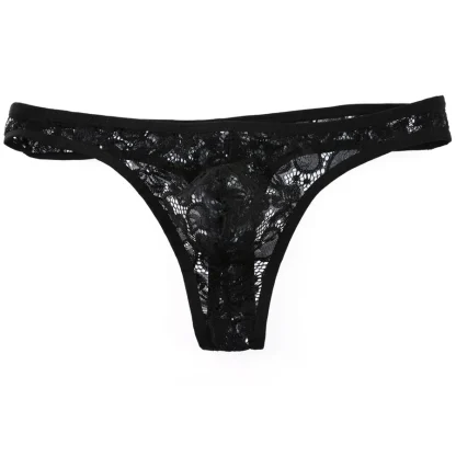 Floral Pattern Sheer Lace Thong - Image 9