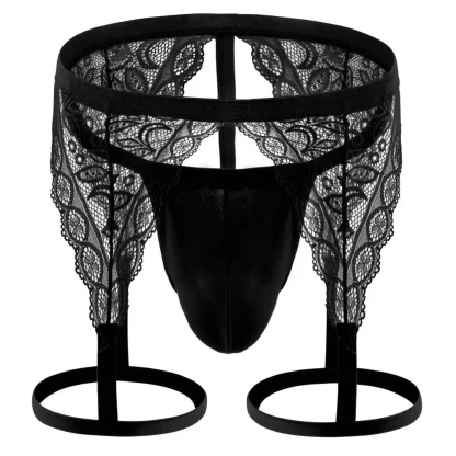 Sheer Lace Thigh Strap G-string - Image 9