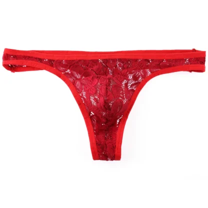 Floral Pattern Sheer Lace Thong - Image 4