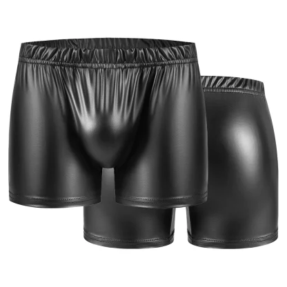 Elastic Waist Faux Leather Boxer Brief - Image 5
