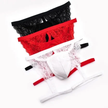 Sheer Lace Thigh Strap G-string - Image 12