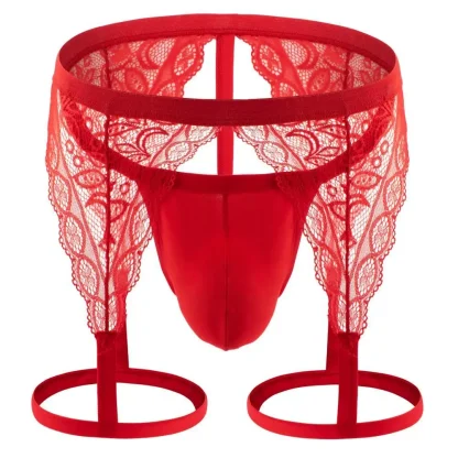 Sheer Lace Thigh Strap G-string - Image 11