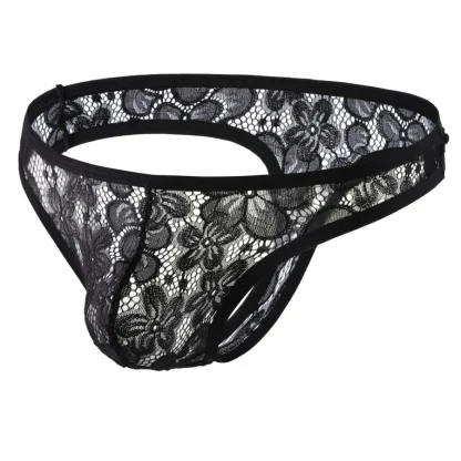 Floral Pattern Sheer Lace Thong - Image 8