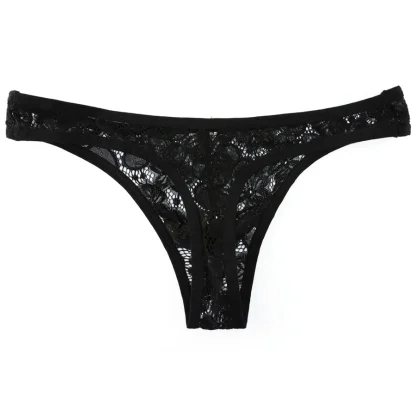 Floral Pattern Sheer Lace Thong - Image 10