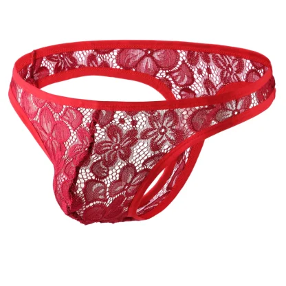Floral Pattern Sheer Lace Thong - Image 6